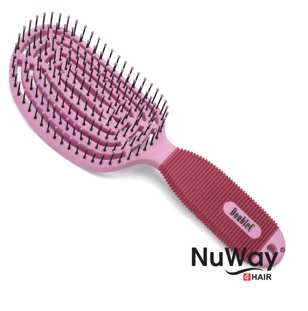 NuWay4Hair 施魔梳 (Double C 系) (Pink) Curved Detangler Brush