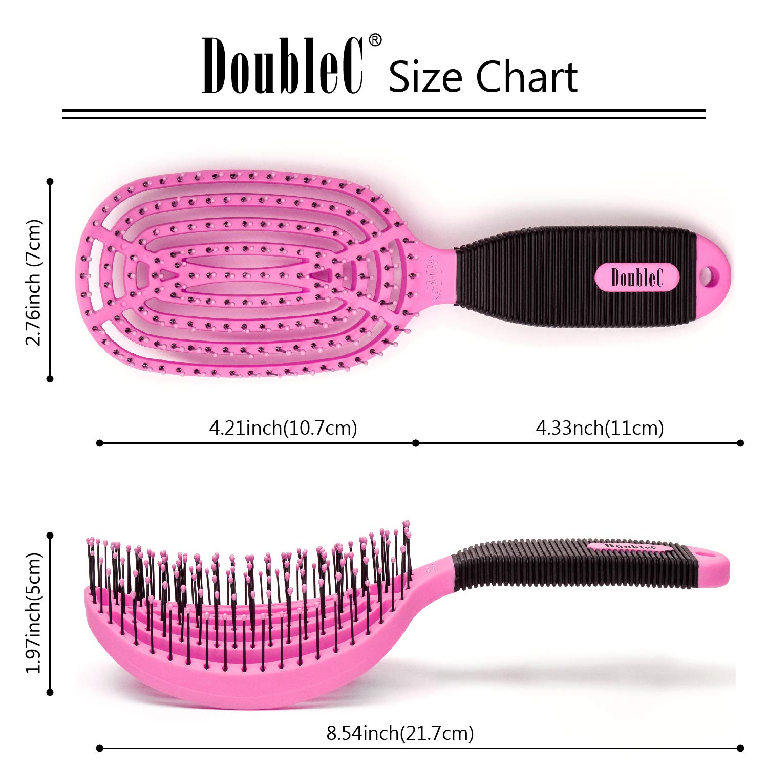 NuWay4Hair施魔梳 (Double C 系) Curved Detangler Brush (粉紅) (Pink)